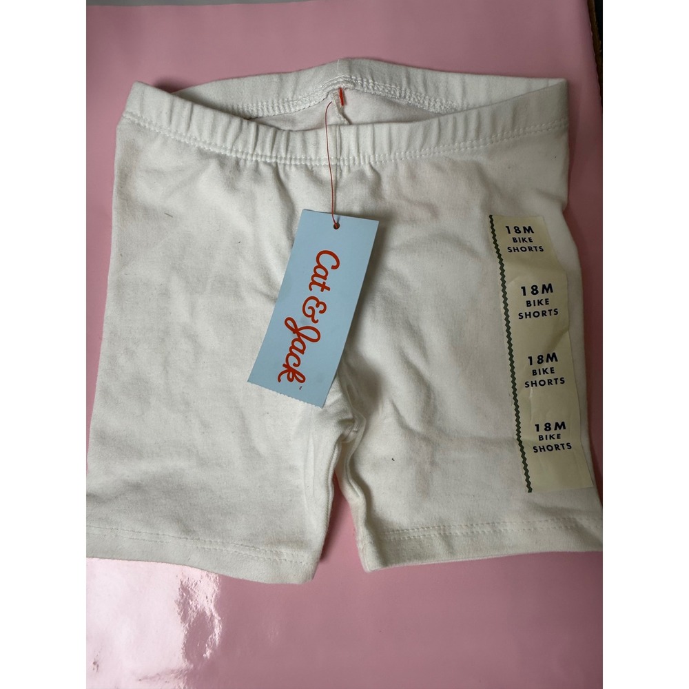 Cat Jack Toddler Girls White Bike Shorts Size 18M Cotton Blend - Picture 1 of 5